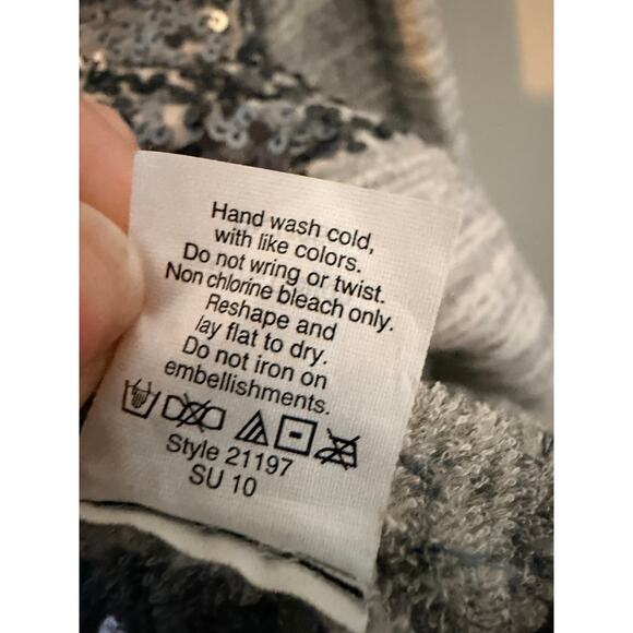 J.Crew Collection Sequin Cotton Sweater/Sweatshirt Gray and Silver Size Large - Picture 9 of 9